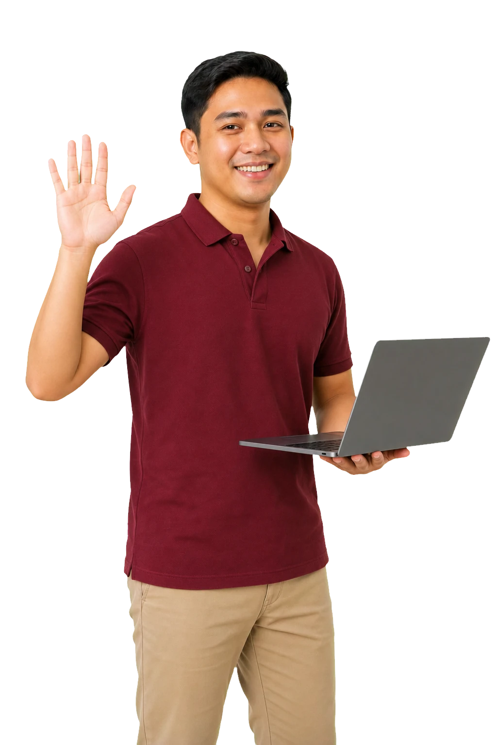 Virtual assistant greeting a client during an online interview